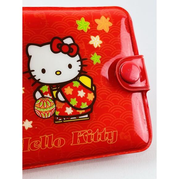 Hello Kitty Vinyl Snap Wallet Card Holder Red Vintage Sanrio 2003 Kimono Dress H - Picture 11 of 12
